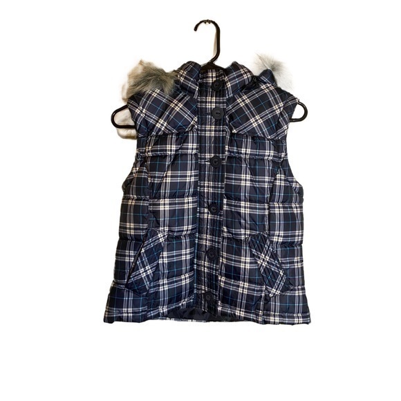 Aeropostale Jackets & Blazers - Aeropostale Plaid Puffer Vest with Faux Fur Trim Hood
